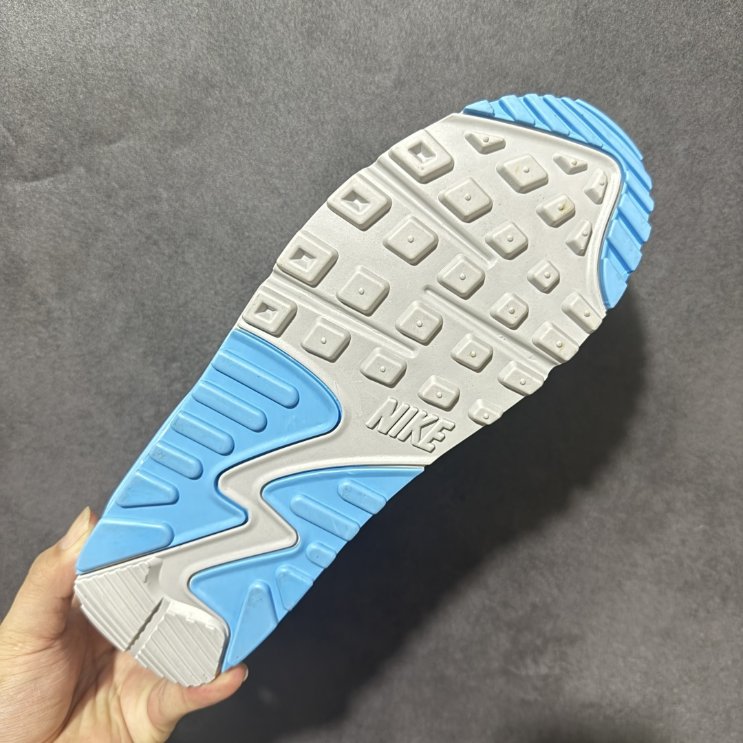 Nike Air Max 90 蓝白 男女同款 经典复古气垫跑鞋，网面拼接鞋面，后跟可视气垫，脚感舒适，日常穿搭百搭 货