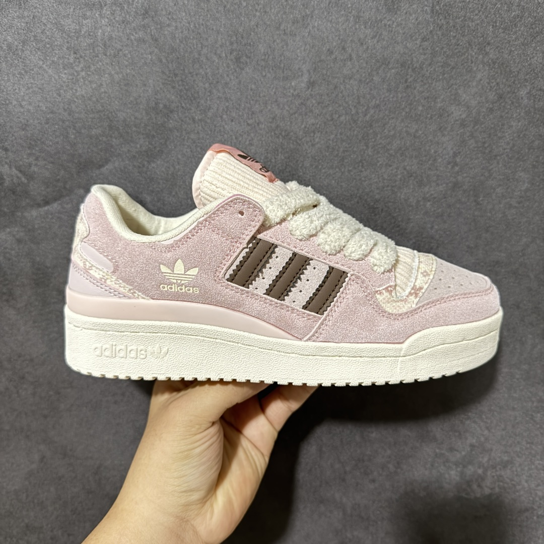 Adidas Forum Low Cl W 复古低帮板鞋 皮革拼接鞋面 做旧中底 日常休闲百搭 货号：KJ4300 尺码