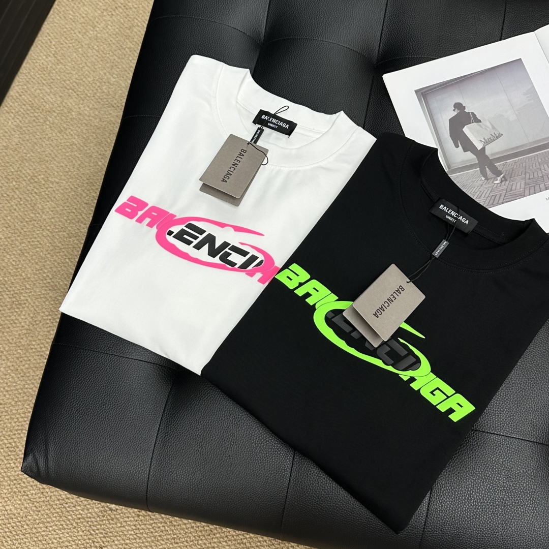  Balenciaga巴黎世家2025SS春夏新款半袖 立体泡发字母logo，爆款定制纯棉面料，280克