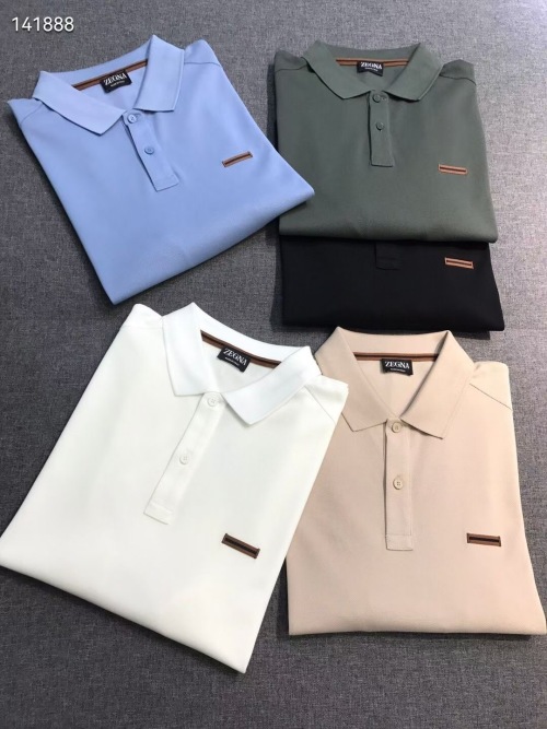 Zegna Men's Business Casual Pima Cotton Short Sleeve Polo Shirt 1 Zegna Men's Business Casual Pima Cotton Short Sleeve Polo Shirt