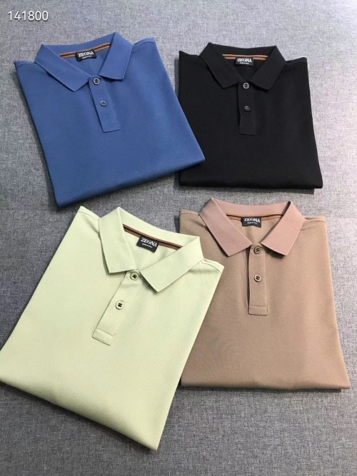 Elegant Men's Pima Cotton Polo Shirt - Short Sleeve Business Casual Top 1 Zegna Men's Business Casual Pima Cotton Short Sleeve Polo Shirt