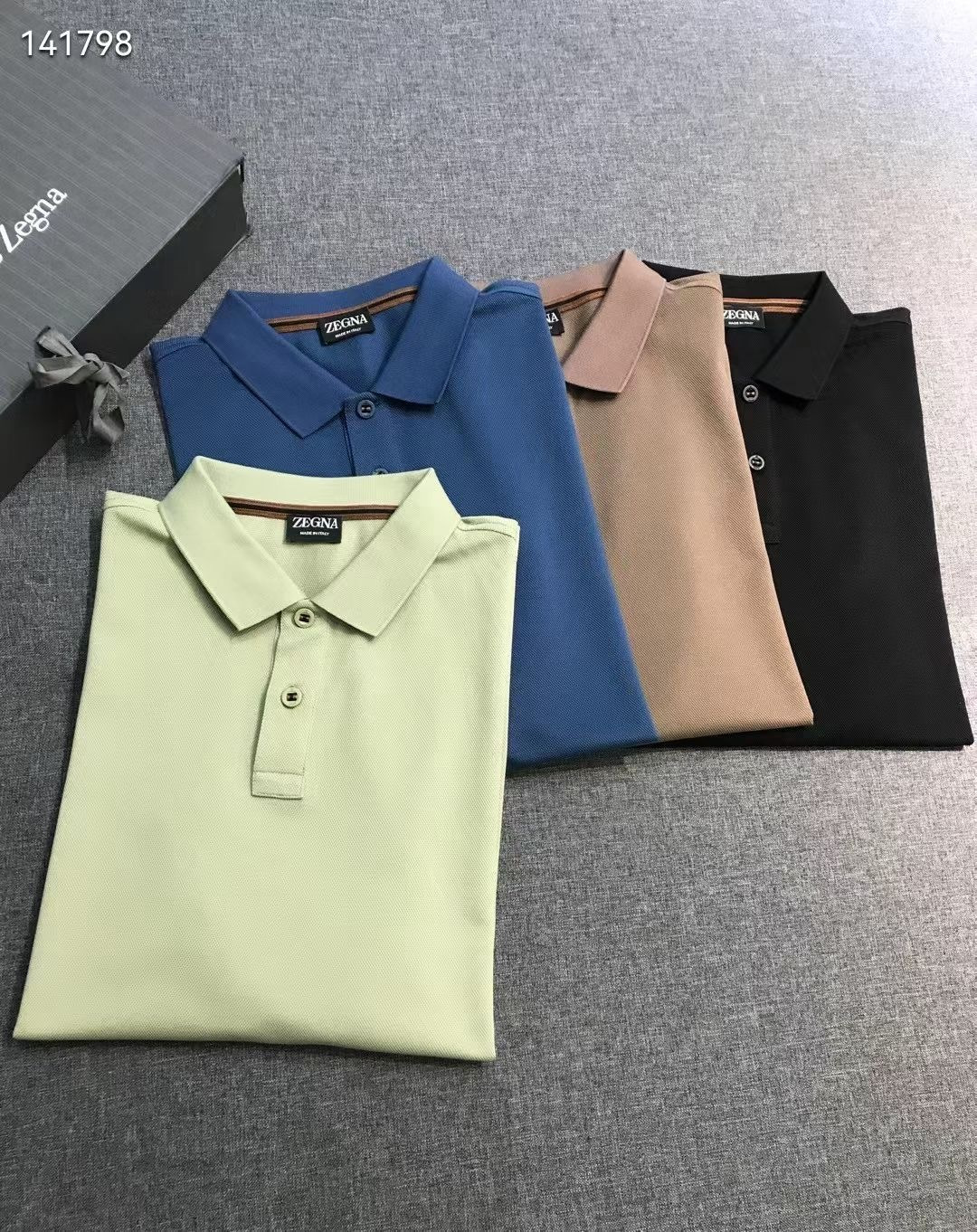 Zegna Men's Short Sleeve Pima Cotton Polo Shirt Business Casual Top