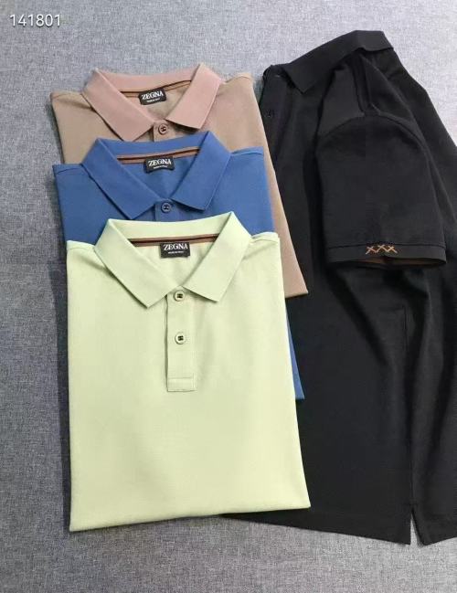 Zegna Men's Business Casual Pima Cotton Short Sleeve Polo Shirt 1 Zegna Men's Business Casual Pima Cotton Short Sleeve Polo Shirt