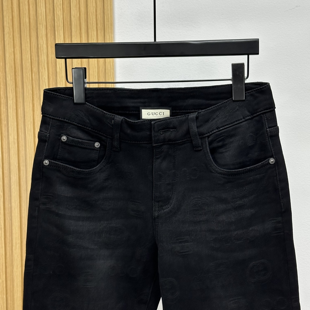 guc古奇提花款，2025秋冬牛仔裤 面料升级，弹力腰围，柜台同步发售，进口固色面料 原版定制复刻 客供
