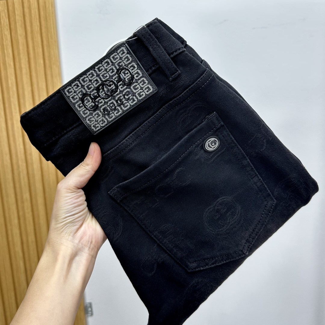 guc古奇提花款，2025秋冬牛仔裤 面料升级，弹力腰围，柜台同步发售，进口固色面料 原版定制复刻 客供