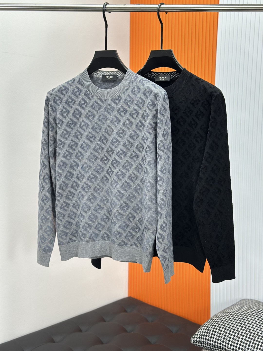 Fendi芬迪25秋冬圆领提花双F字母毛衣精品羊毛混纺毛衫 男款高端定制臻品系列 隶属品牌高端主线 专利