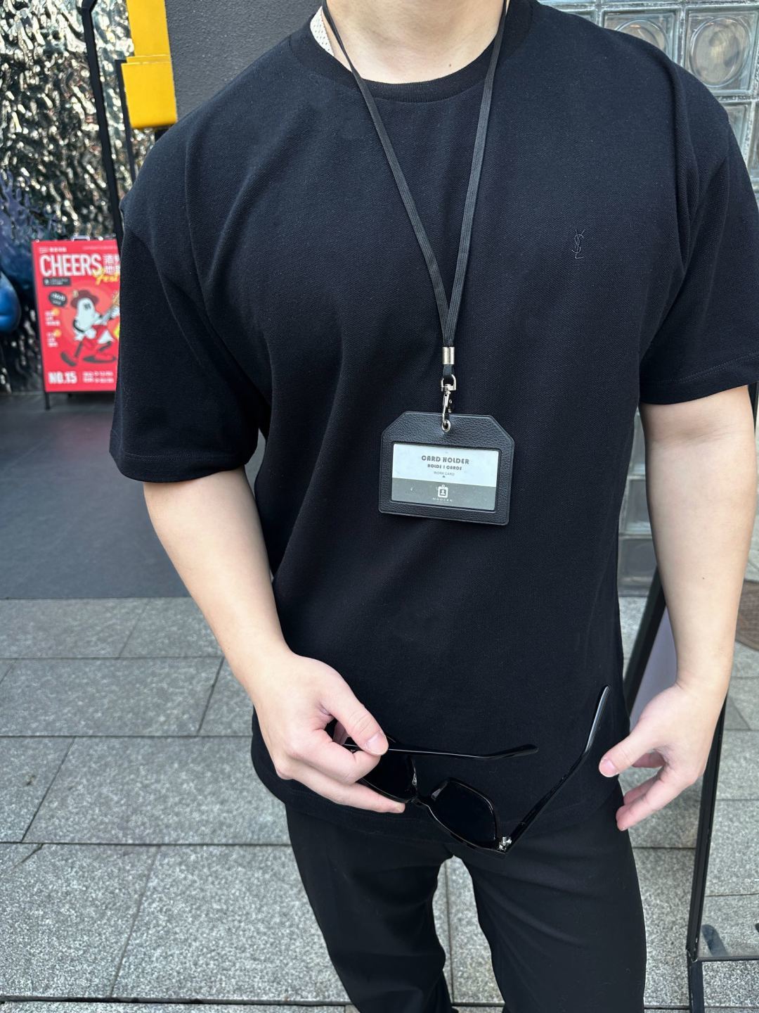 Saint Laurent圣罗兰SLP YSL小标识刺绣短袖T恤 上身效果#