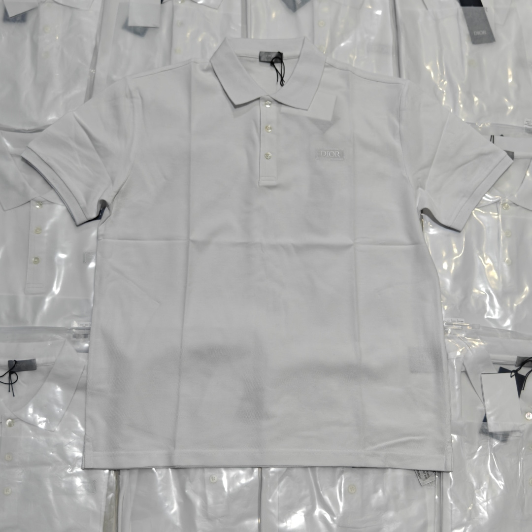 DIOR Polo de manga corta con bordado de caja cuadrada Dior CD, producto real