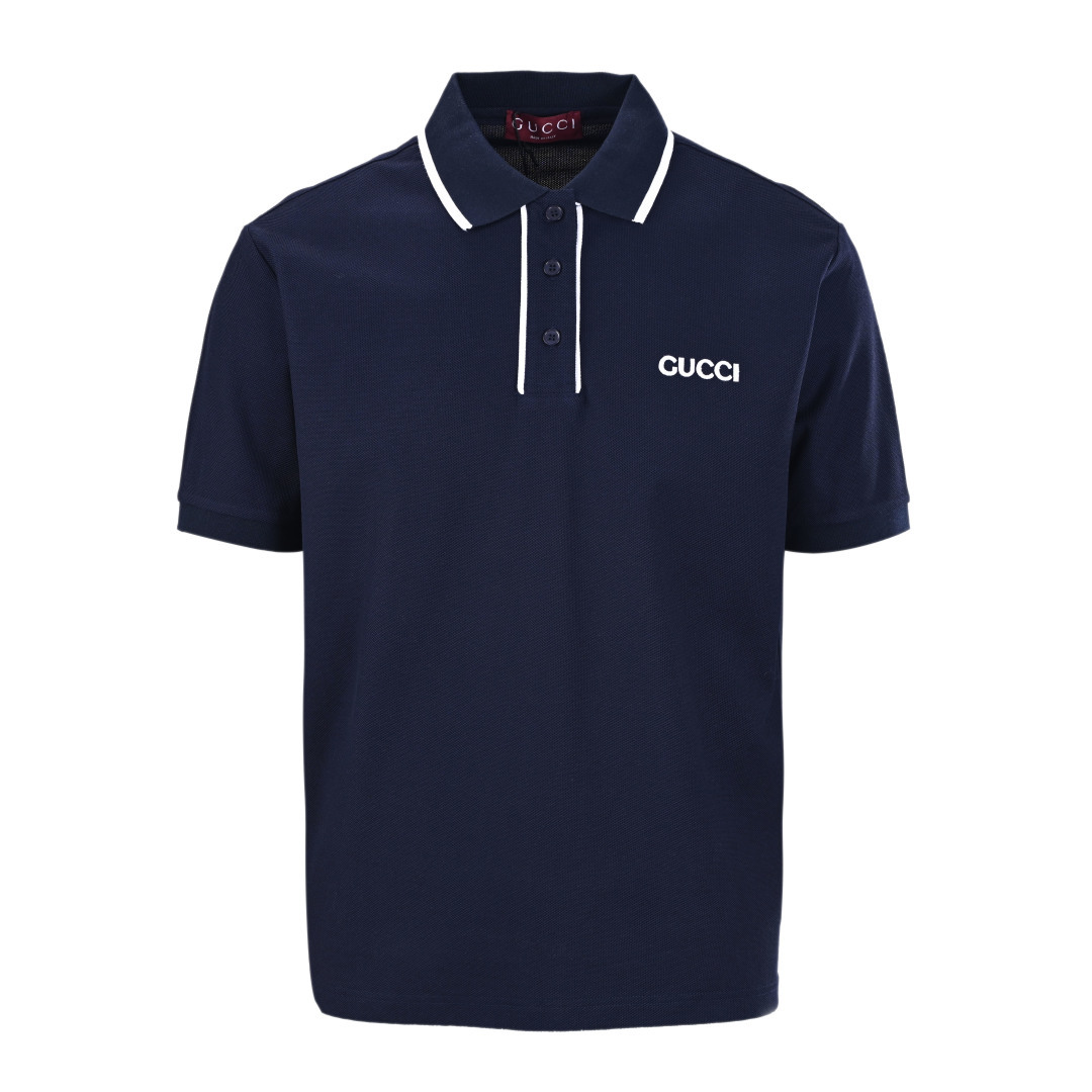 Gucci GUCCI古驰GUC 撞色领字母激光刺绣短袖polo衫