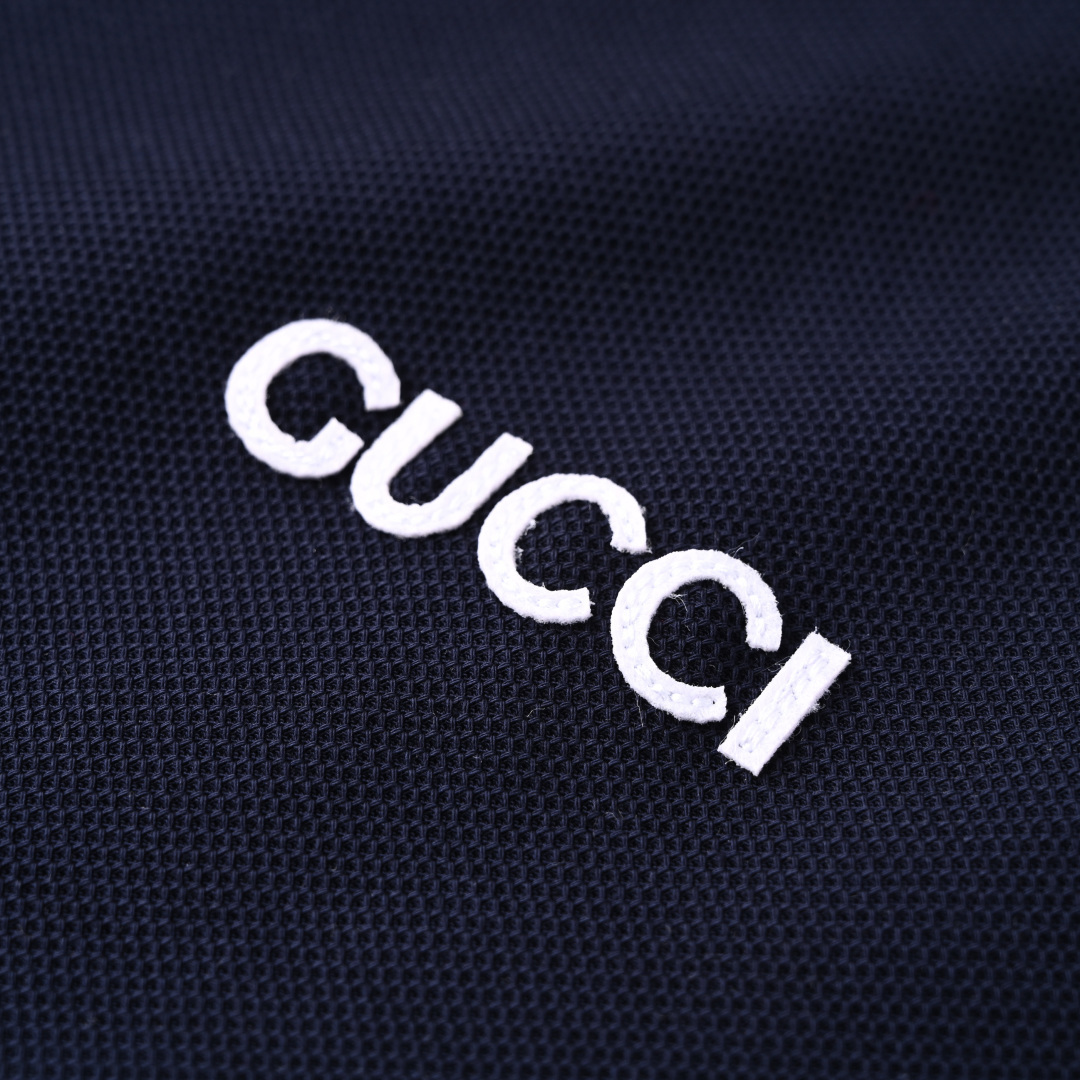 Gucci GUCCI古驰GUC 撞色领字母激光刺绣短袖polo衫