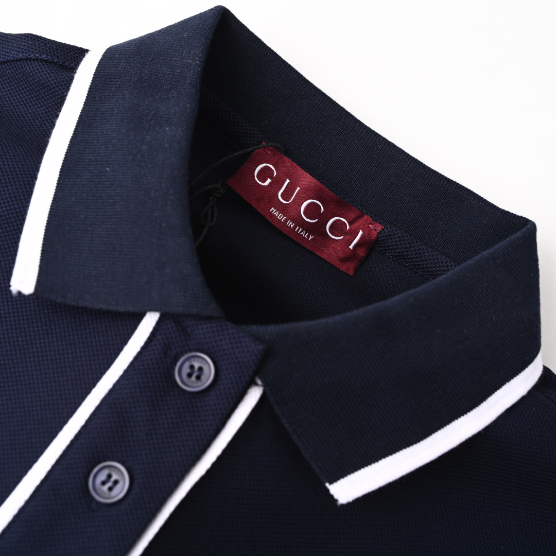 Gucci GUCCI古驰GUC 撞色领字母激光刺绣短袖polo衫