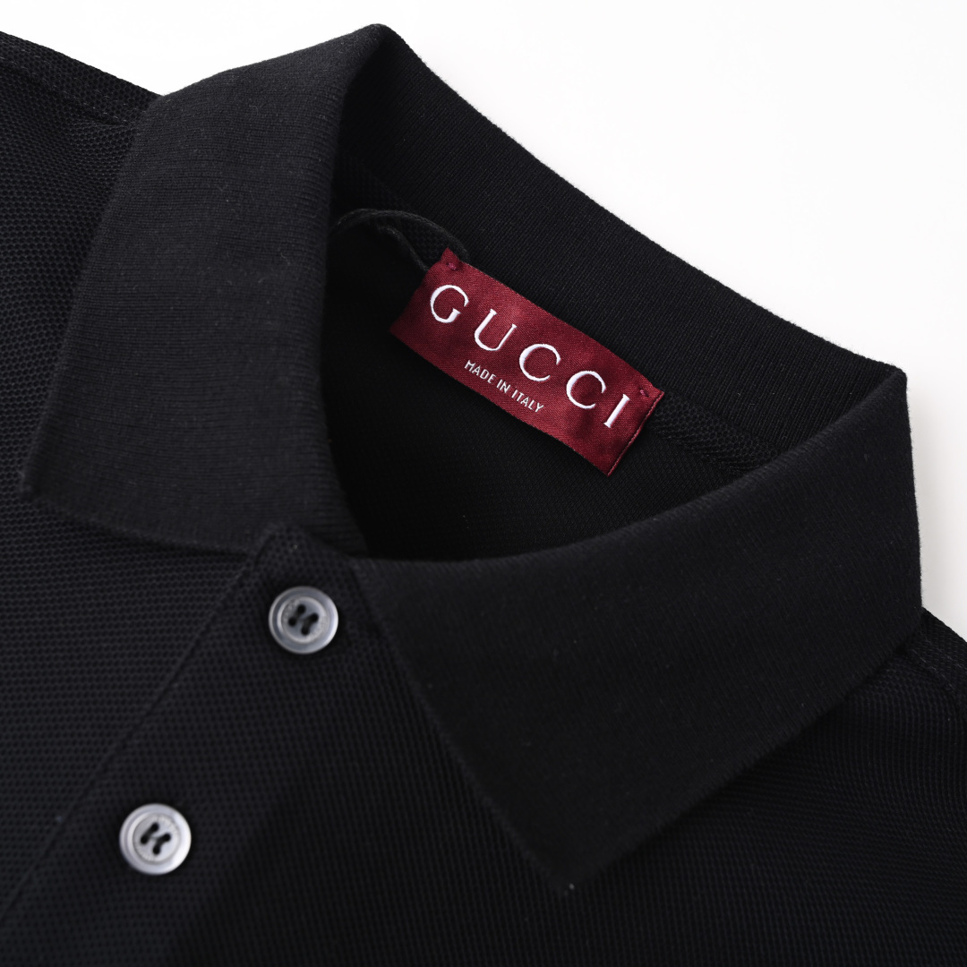 Gucci GUCCI古驰GUC 小字母激光刺绣短袖polo衫