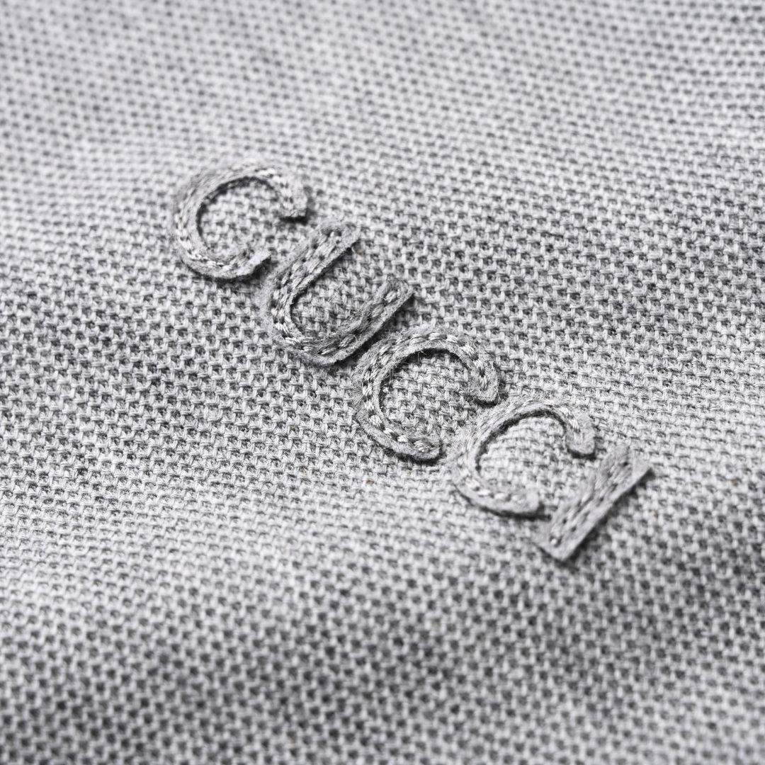 Gucci GUCCI古驰GUC 小字母激光刺绣短袖polo衫
