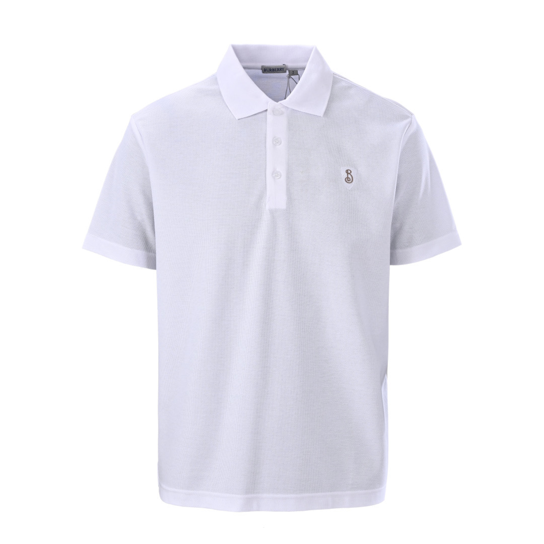 (Versión superior) POLO BURBERRY BBR escudo línea contraste manga corta. La tela está hecha de tela caqui de algodón or…