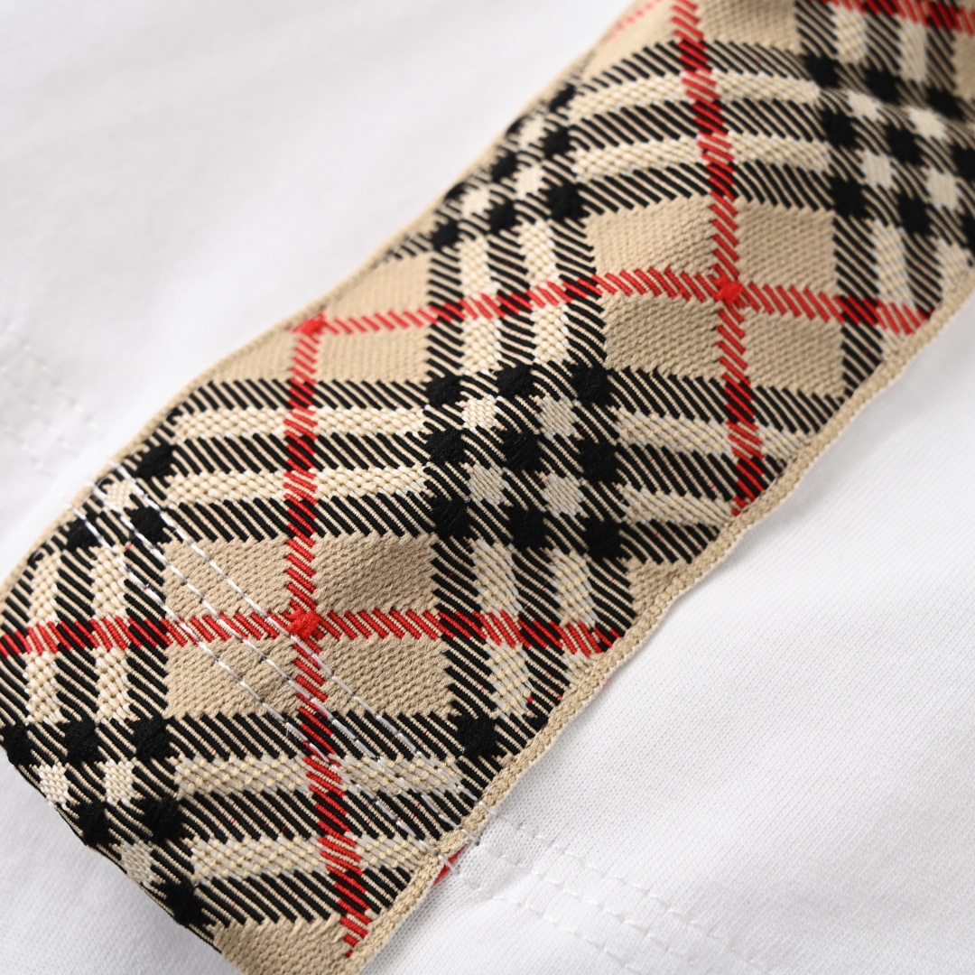 Burberry BURBERRY巴宝莉BBR 战马刺绣格纹肩短袖T恤