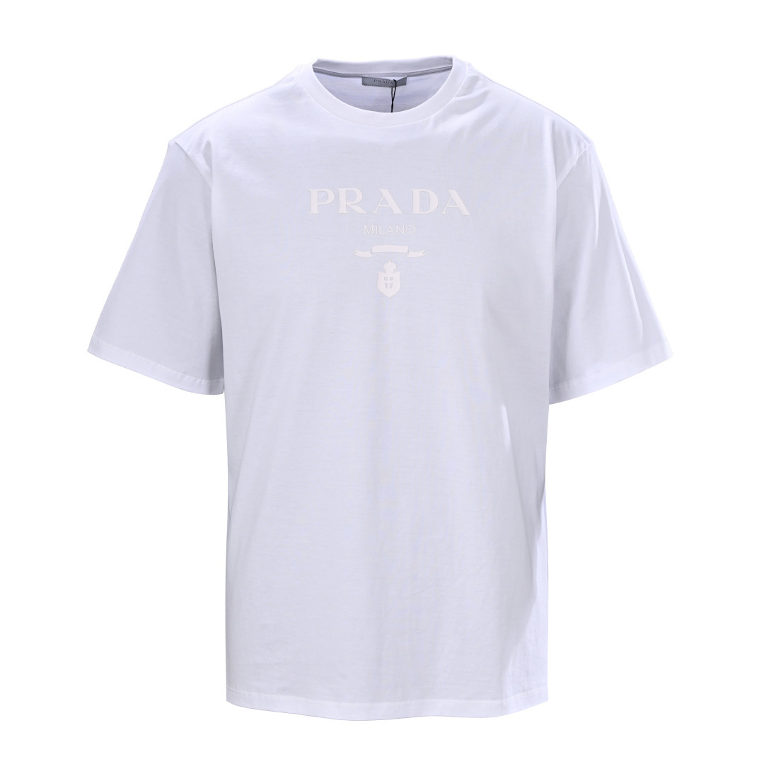 Prada PRADA普拉达PRD 纯色压胶字印花短袖T恤