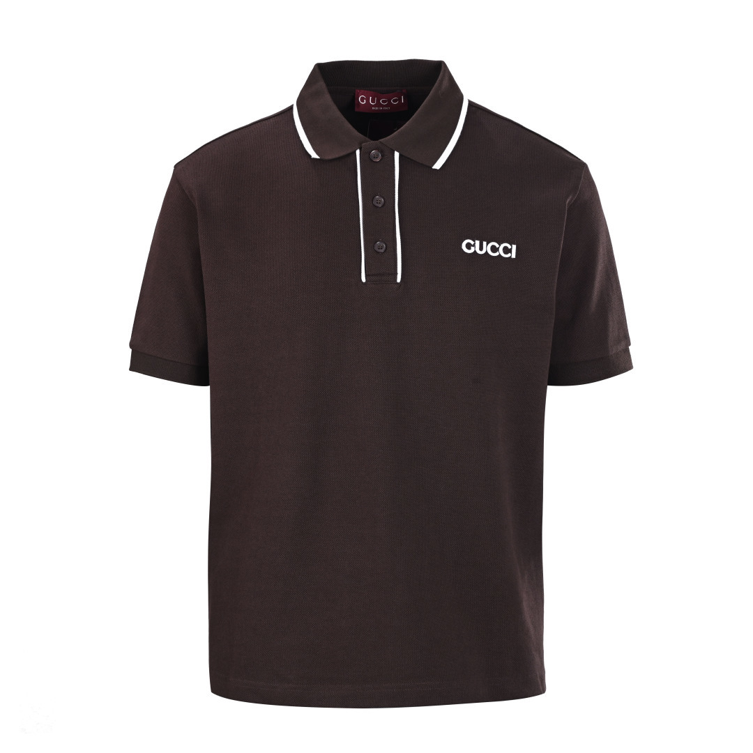 Gucci GUCCI古驰GUC 撞色领字母激光刺绣短袖polo衫
