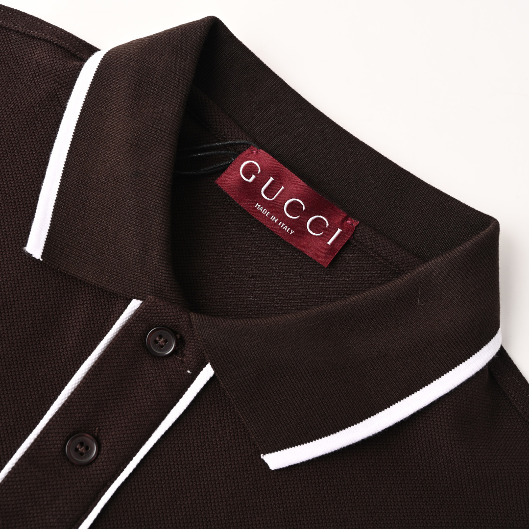 Gucci GUCCI古驰GUC 撞色领字母激光刺绣短袖polo衫