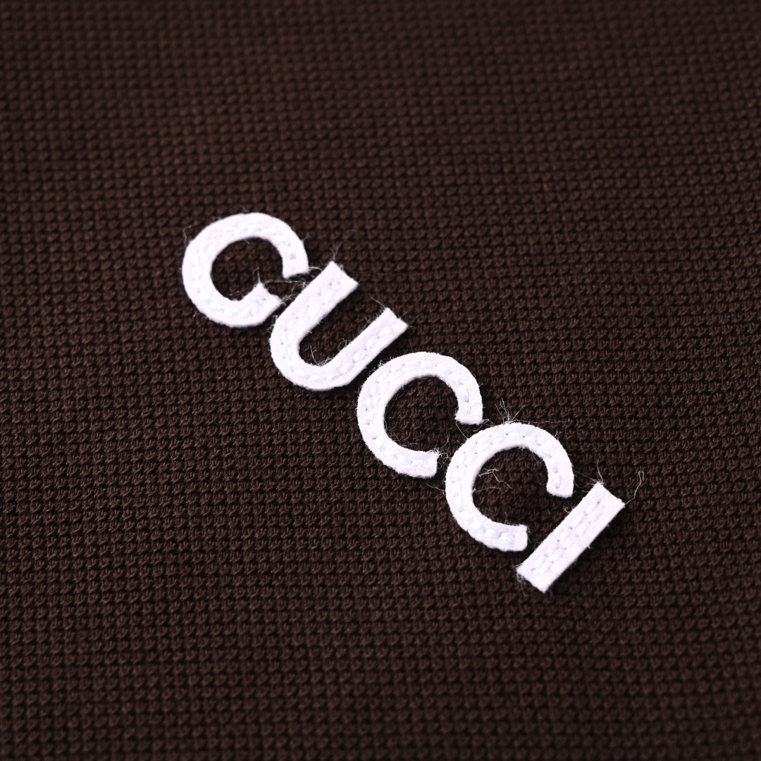 Gucci GUCCI古驰GUC 撞色领字母激光刺绣短袖polo衫