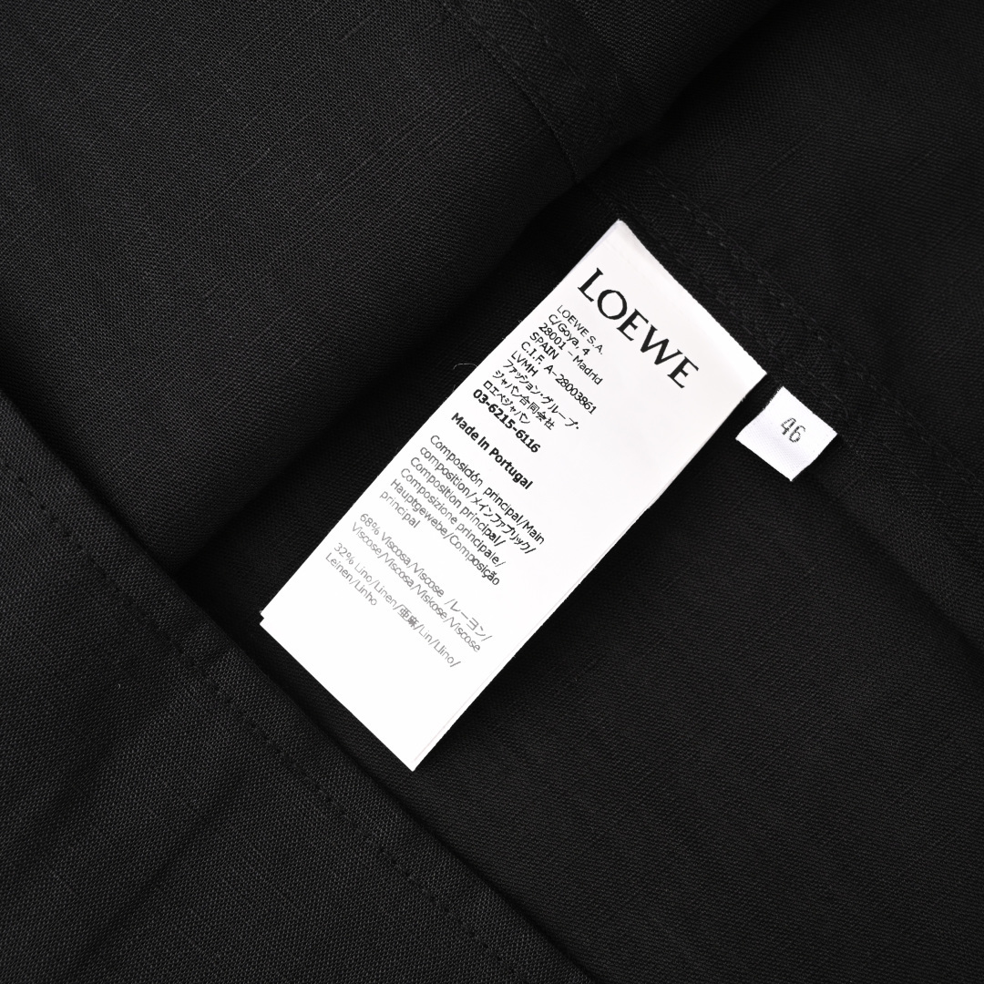 Loewe LOEWE罗意威 口袋绣花亚麻短袖衬衫
