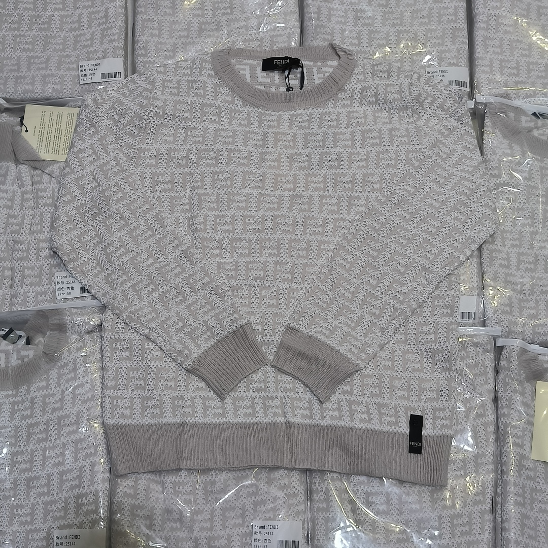 FENDI芬迪FD jersey de lana de punto con estampado completo foto real de producción en masa