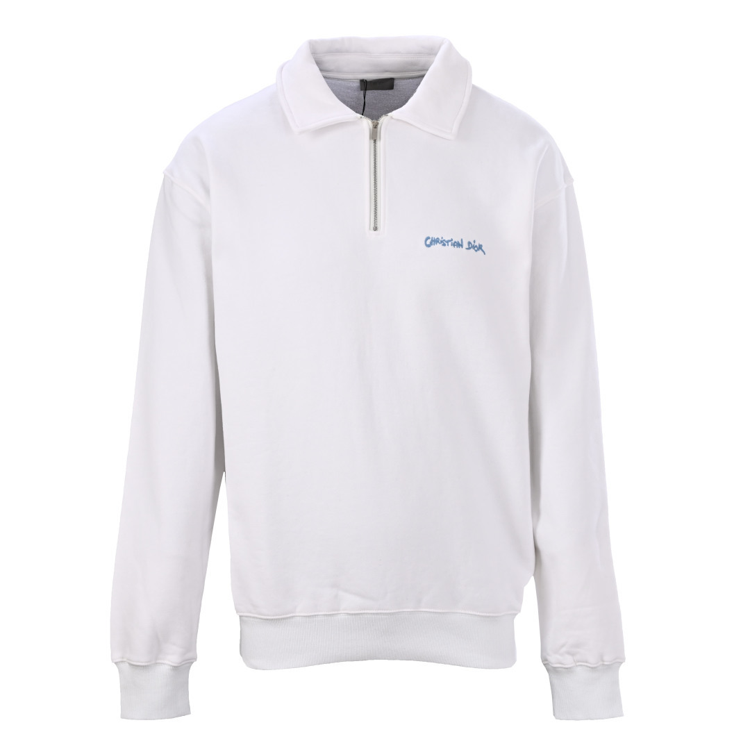 正品级💰360 Dior Christian迪奥CD 刺绣半拉链翻领卫衣 定制380克奢绒双织雅韵抓毛面料，采用进口机刺绣工艺，烫朴位均用高温过朴机使布料表面平整挺括，耐磨耐洗，面料都经过浇洗，手感质感更佳，不易变形，不易缩水，不易褪色，宽松版型 Size：S-XL