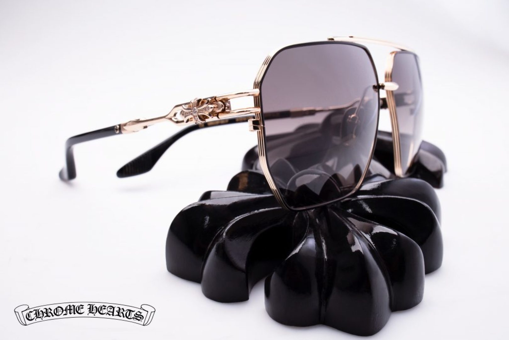 Chrome Hearts Ripping Aviator Sunglasses Gold Frame Grey Lens 60-12-148 1 cmp i1745670069050 1183 0 0