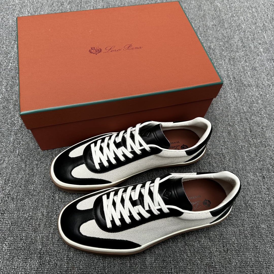 Loro Piana Men's White & Black Woven Leather Tennis Shoes - Low Top Sneakers 2 cmp i1755883092851 5584 0 0