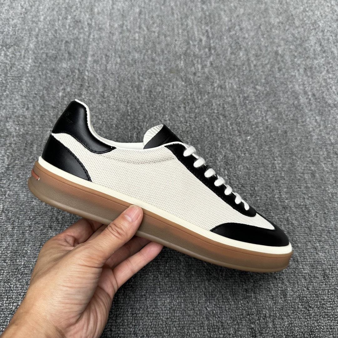 Loro Piana Men's White & Black Woven Leather Tennis Shoes - Low Top Sneakers 5 cmp i1755883096926 2827 0 3