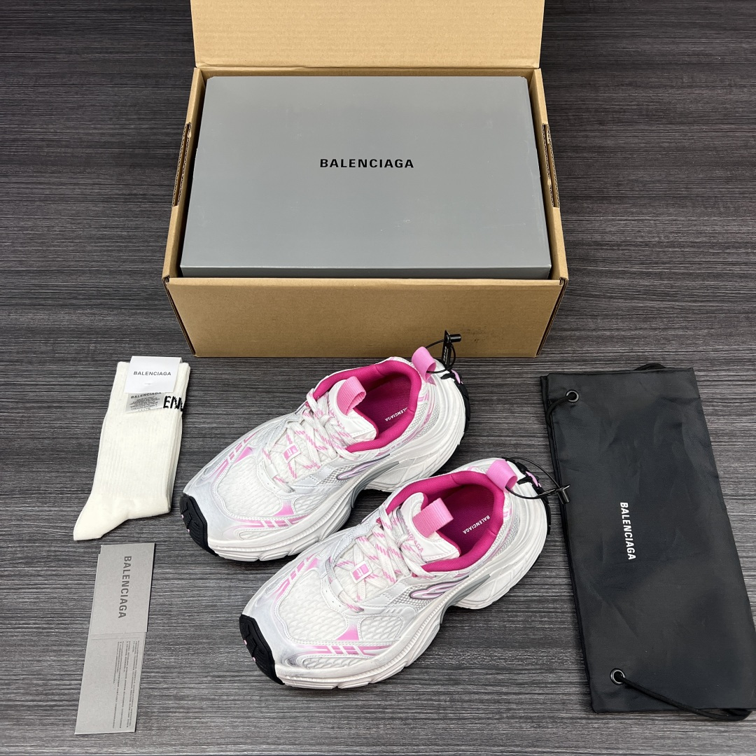 NO:258375,Pure original version of Balenciaga Balenciaga 6XL round head lace, low top, dad's shoes white pink. Heavy industry made all accessories are made of genuine cut pieces through customization. Correct font electric embroidery. Correct thickness, position and size. Side TPU breathable holes match. It is made of original version, TPU soft bottom. The original version is consistent. 