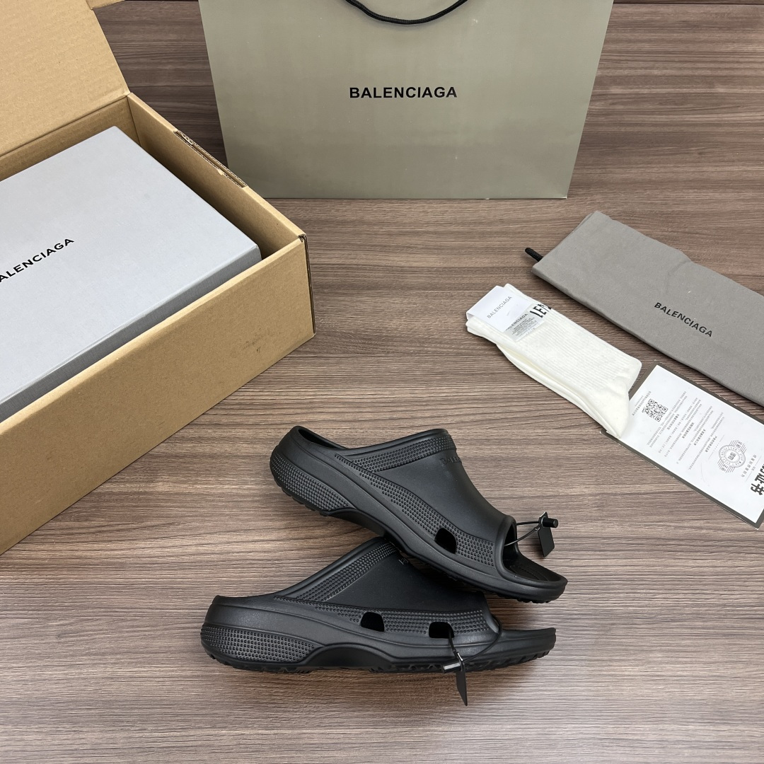 Balenciaga Crocs x Balenciaga巴黎世家 平跟套脚一字拖鞋 男款 黑色