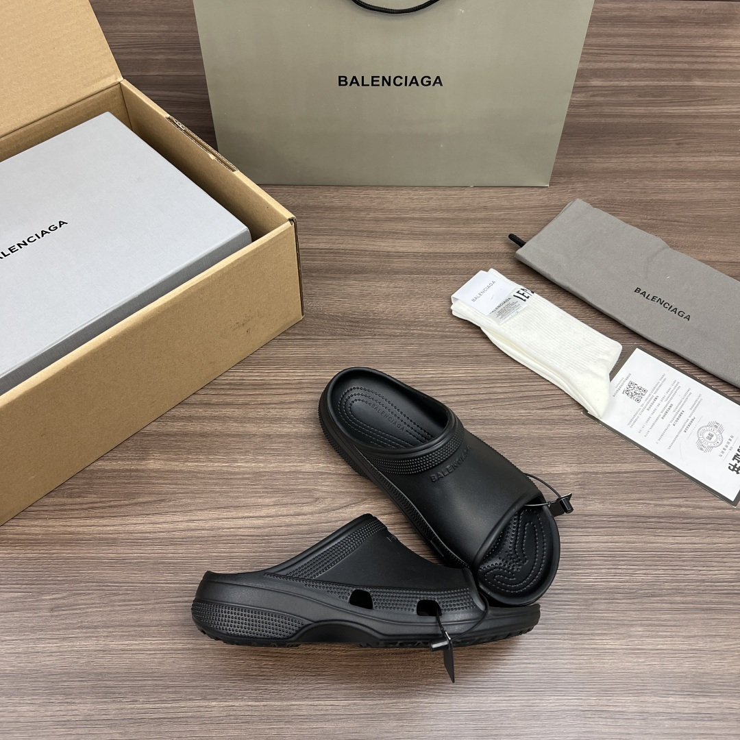 Balenciaga Crocs x Balenciaga巴黎世家 平跟套脚一字拖鞋 男款 黑色