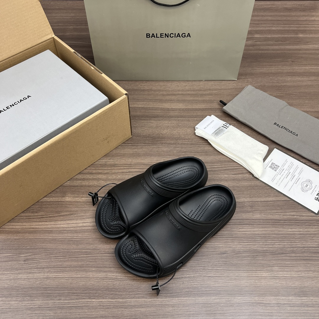 Balenciaga Crocs x Balenciaga巴黎世家 平跟套脚一字拖鞋 男款 黑色