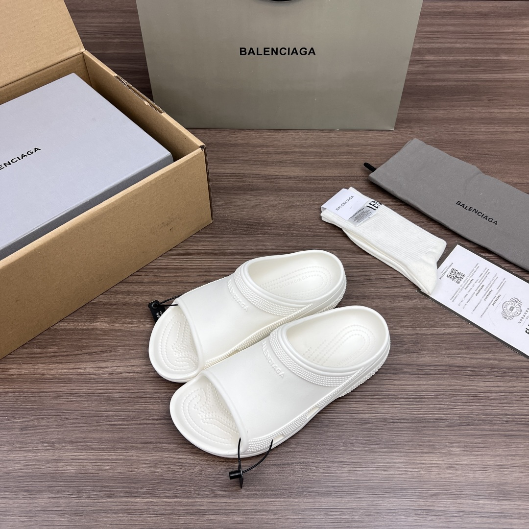 Balenciaga Crocs x Balenciaga巴黎世家 平跟套脚一字拖鞋 男款 白色