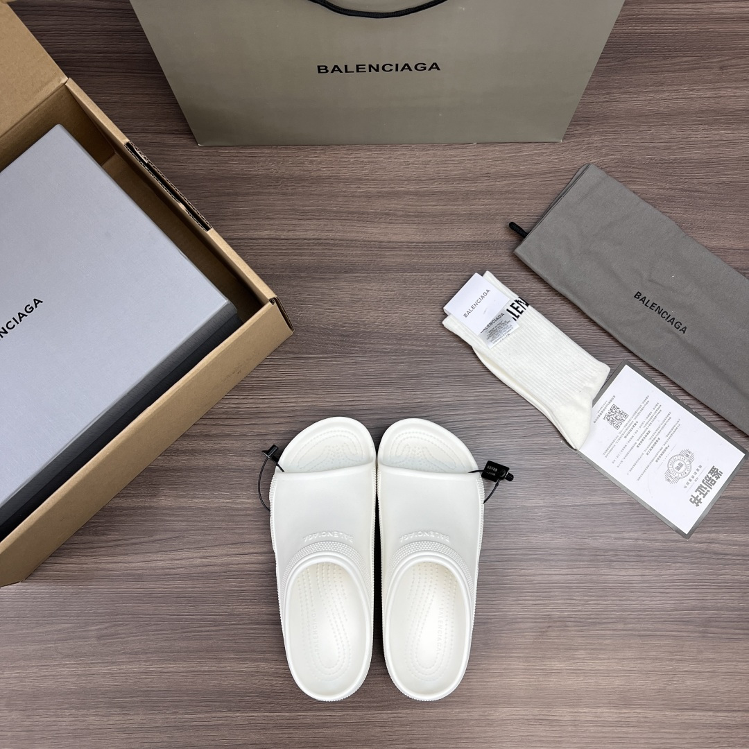 Balenciaga Crocs x Balenciaga巴黎世家 平跟套脚一字拖鞋 男款 白色