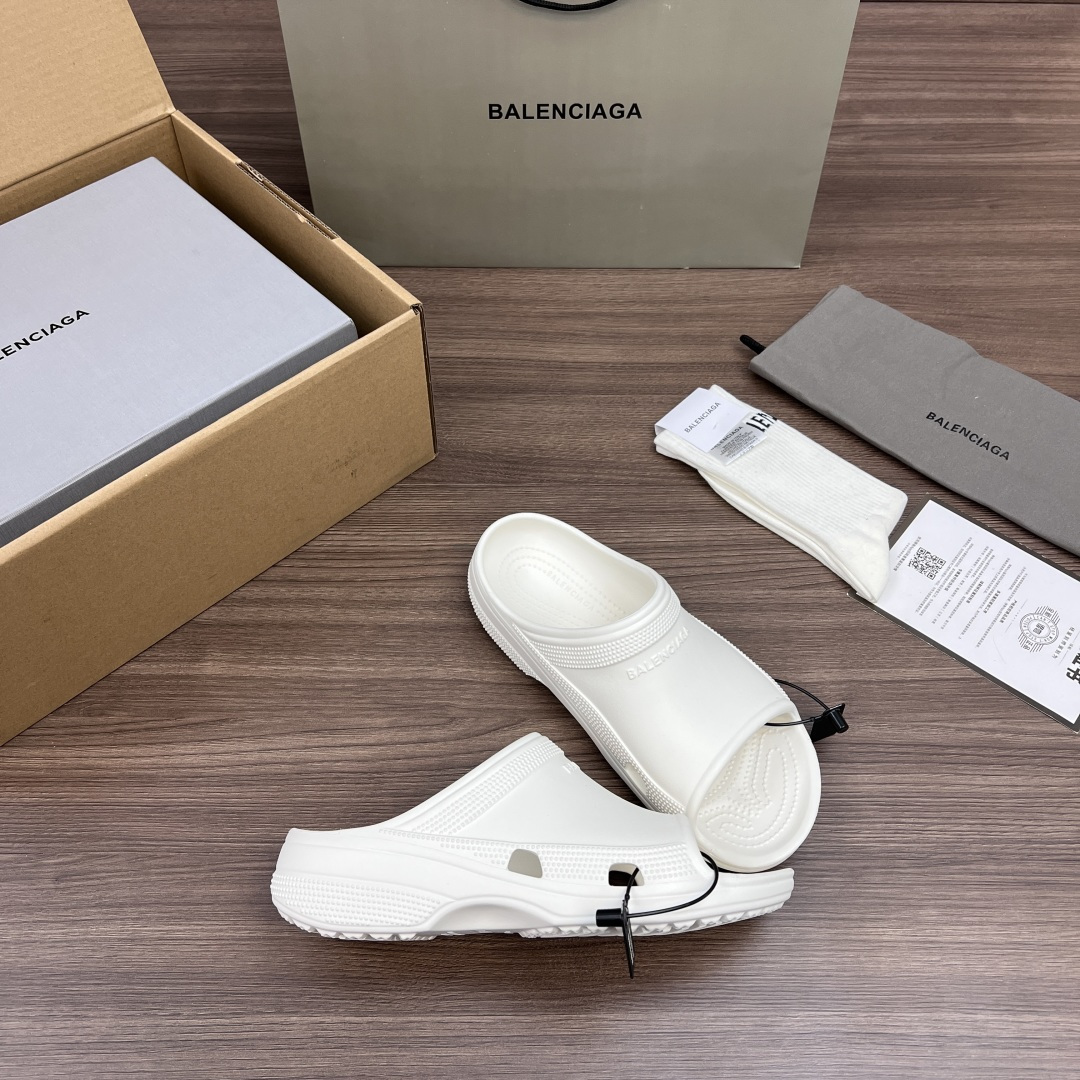 Balenciaga Crocs x Balenciaga巴黎世家 平跟套脚一字拖鞋 男款 白色