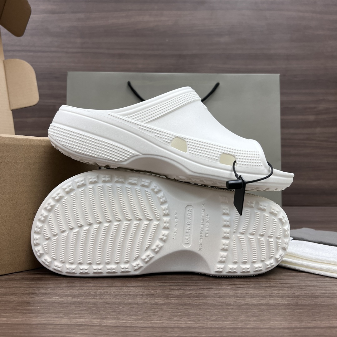 Balenciaga Crocs x Balenciaga巴黎世家 平跟套脚一字拖鞋 男款 白色