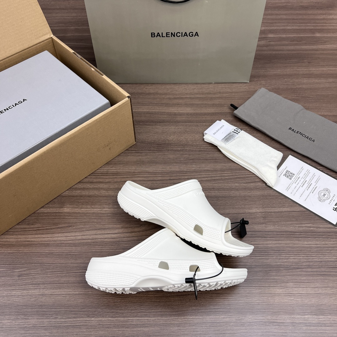 Balenciaga Crocs x Balenciaga巴黎世家 平跟套脚一字拖鞋 男款 白色