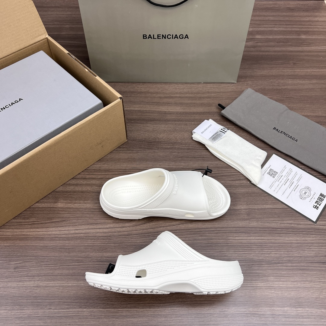 Balenciaga Crocs x Balenciaga巴黎世家 平跟套脚一字拖鞋 男款 白色