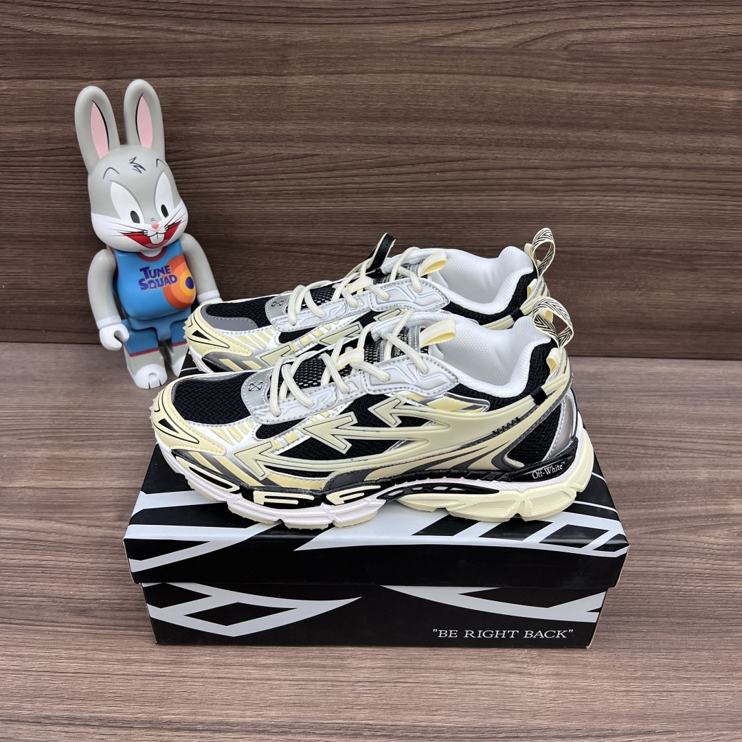 NO:789280,Top version OFF-WHITE Be Right Back round toe lace-up arrow pattern low-top lifestyle shoes cream yellow A running shoe called 'Be Right Back' sneakers. The design of this sneaker is inspired by Japanese sports aesthetics and craftsmanship, with running performance and principles as the core. Size: 36-47 (full size), dad shoes, off white, sneakers19860909顶级版本OFF-WHITE Be Right Back 圆头系带 箭头图案 低帮 生活休闲鞋 奶黄色 一款名为“Be Right Back”运动鞋的跑鞋这款运动鞋的设计灵感来自日本的运动美学和工艺,以跑步性能和原则为核心. 码数:36-47码(正码),老爹鞋,off white,sneakers,Women's Shoes