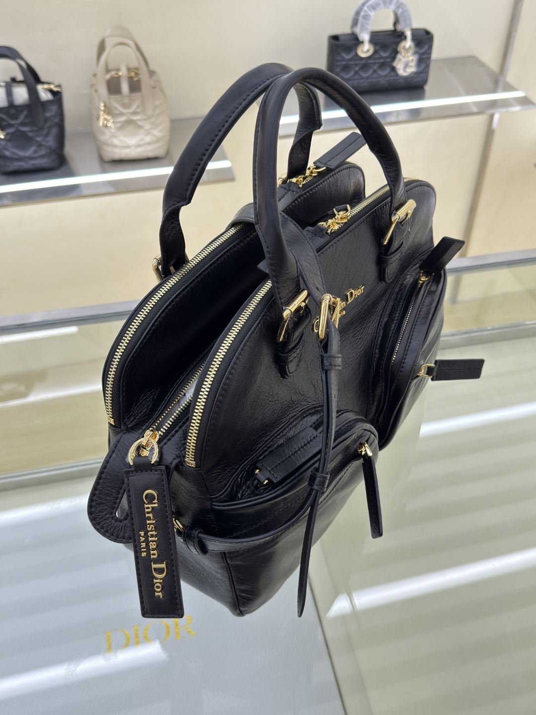 Dior Grand Tour Bowling Bag Black Wrinkled Leather with Gold Hardware 2 cmp windows1750025382892 1864742239 1921374653