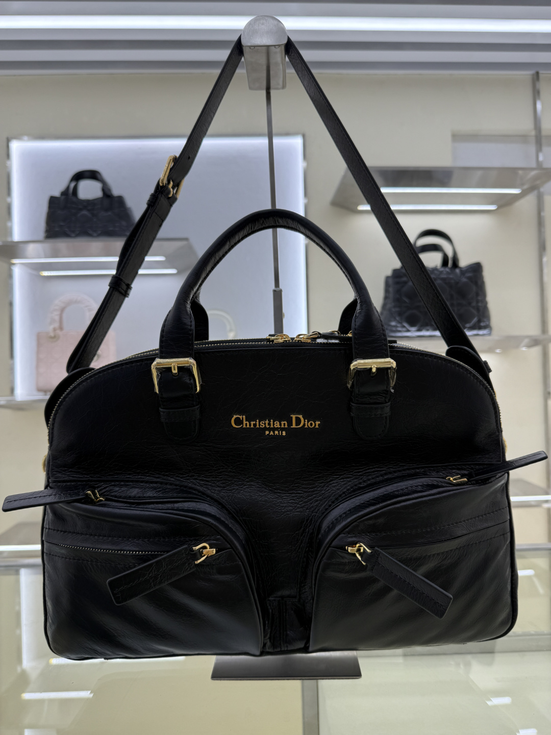 Dior Grand Tour Bowling Bag Black Wrinkled Leather with Gold Hardware 8 cmp windows1750025486267 1256691482 2072185770