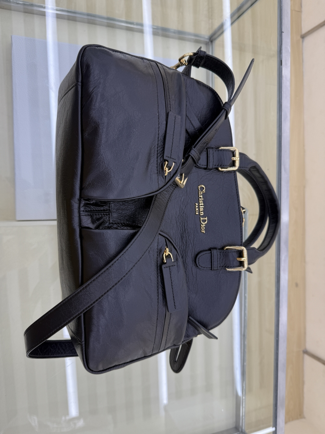 Dior Grand Tour Bowling Bag Black Wrinkled Leather with Gold Hardware 9 cmp windows1750025667798 20935874791131618502