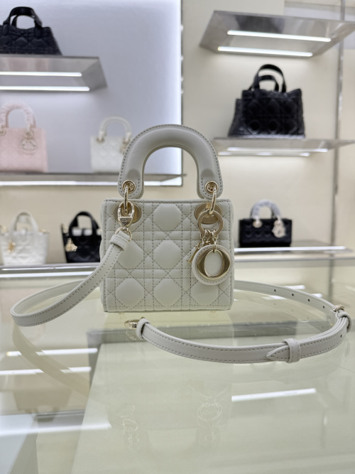 Dior Micro Lady Bag White Lambskin Leather Charm Top Handle Crossbody 1 Dior Micro Lady Bag White Lambskin Leather Charm Top Handle Crossbody