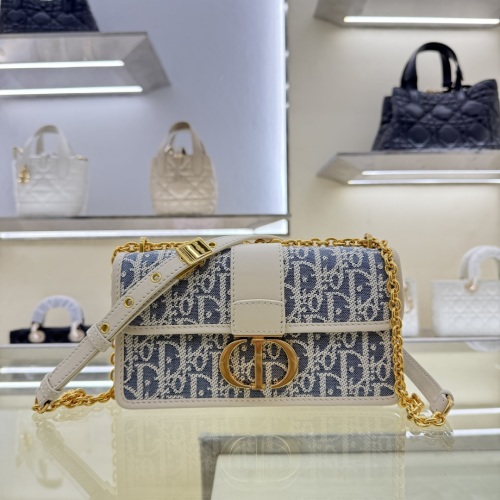 Dior 30 Montaigne East-West Chain Bag Blue Denim Jacquard Embroidery 1 Dior 30 Montaigne East-West Chain Bag Blue Denim Jacquard Embroidery