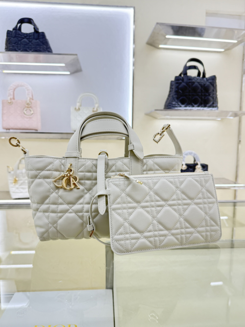 Dior Toujours Small Handbag in White Calfskin with Cannage Stitching 1 Dior Toujours Small Handbag in White Calfskin with Cannage Stitching