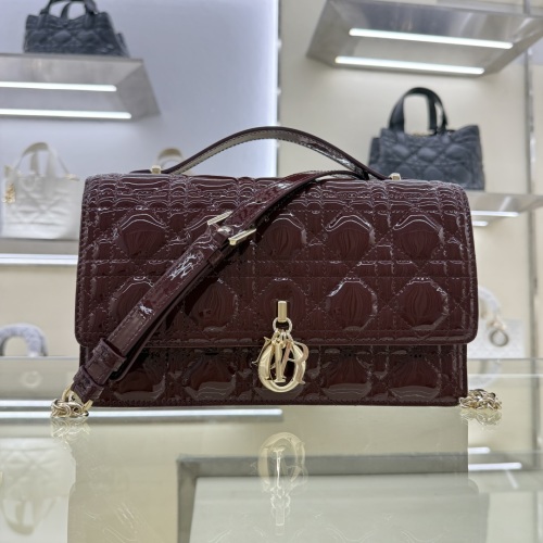 Miss Dior Wine Red Quilted Patent Leather Top Handle Bag with Chain Strap 1 Miss Dior Wine Red Quilted Patent Leather Top Handle Bag with Chain Strap