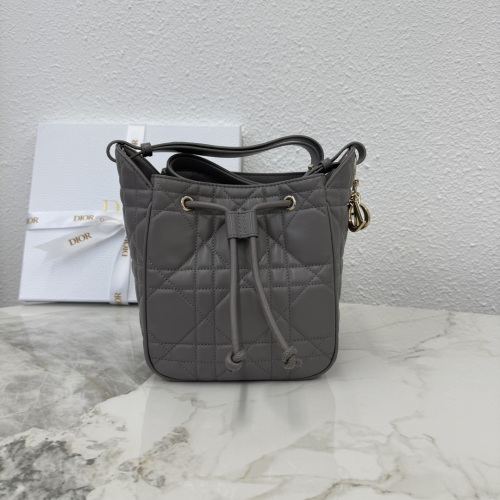 Dior D-Motion Bucket Bag Elephant Gray Leather with Cannage Stitching 1 Dior D-Motion Bucket Bag Elephant Gray Leather with Cannage Stitching