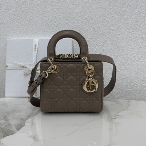 Dior Lady Dior Mini Bag Gray Brown Lambskin with Gold Hardware 1 Dior Lady Dior Mini Bag Gray Brown Lambskin with Gold Hardware