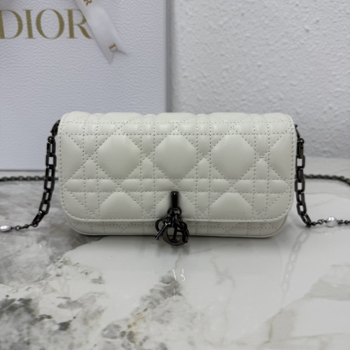 Dior Talk White Lambskin Phone Bag with Cannage Stitching 1 Dior Talk White Lambskin Phone Bag with Cannage Stitching